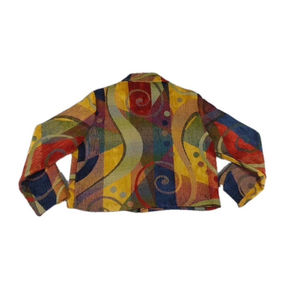 Heirloom Laguna Beach Co. Knitted Multi Color Mosaic Tapestry Jacket Women's LG - Picture 3 of 7